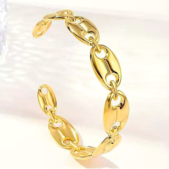 Gold Coffee Bean Mariner Cuff Bracelet - Picture 3 of 5